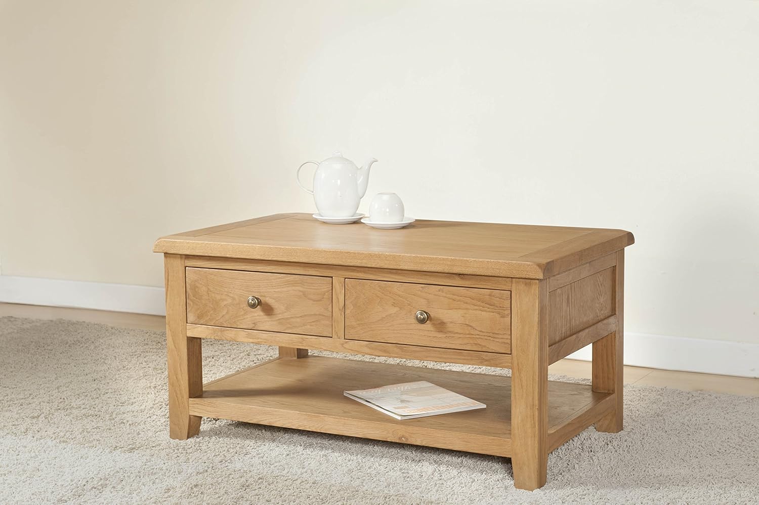 Shrewsbury Solid Oak Coffee Table 2 Drawers Amazon Co Uk Kitchen