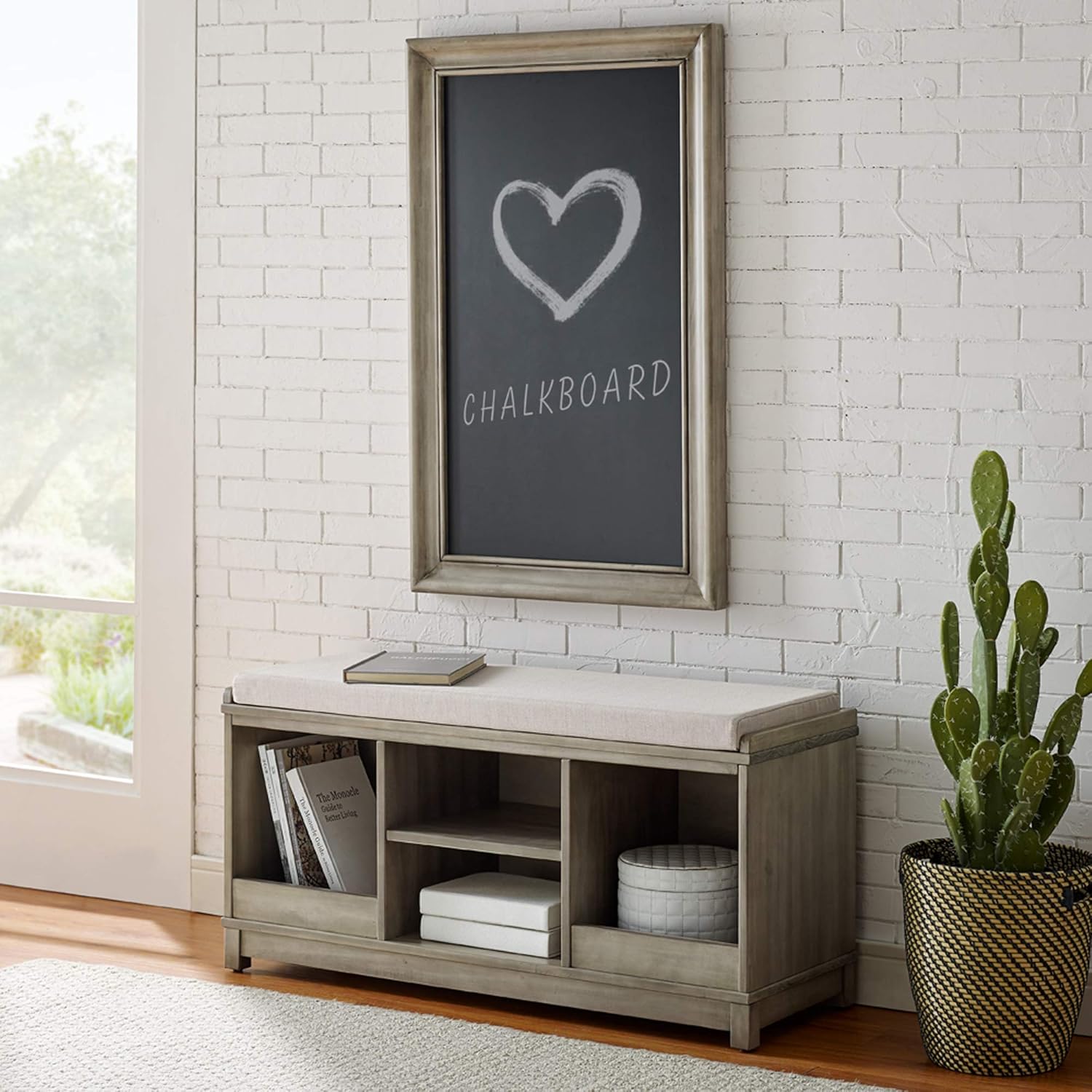Classic Brands Sam & Jack Kids Solid Wood Bench and 4 Cube Cubby, Antique White