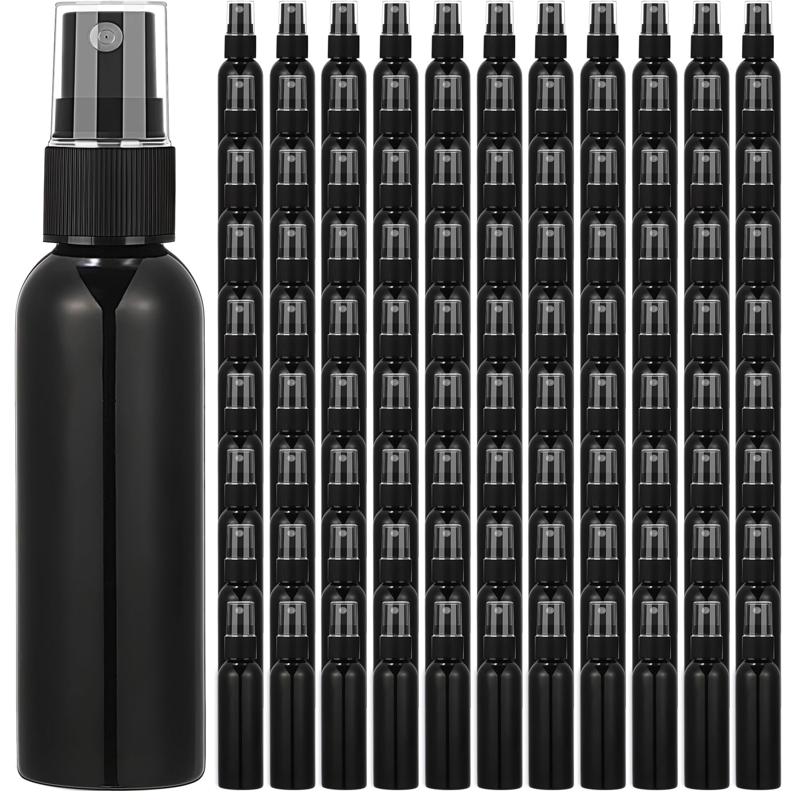 Photo 1 of Tanlade 100 Pcs 2oz Small Spray Bottles Refillable Mini Spritzer Clear Empty Plastic Spritz Bottle Refillable Reusable Travel Size Mist Sprayer for Travel Cleaning Perfume Liquid(Black)