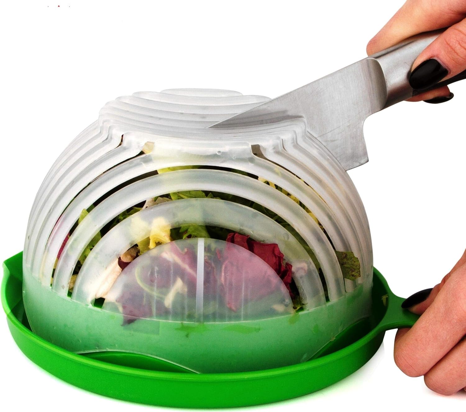 UPGRADE Salad cutter bowl - Best Salad maker. Vegetable chopper, Cutter for Lettuce or Salad chopper for Salad in 60 Seconds by O'Salata (Green)