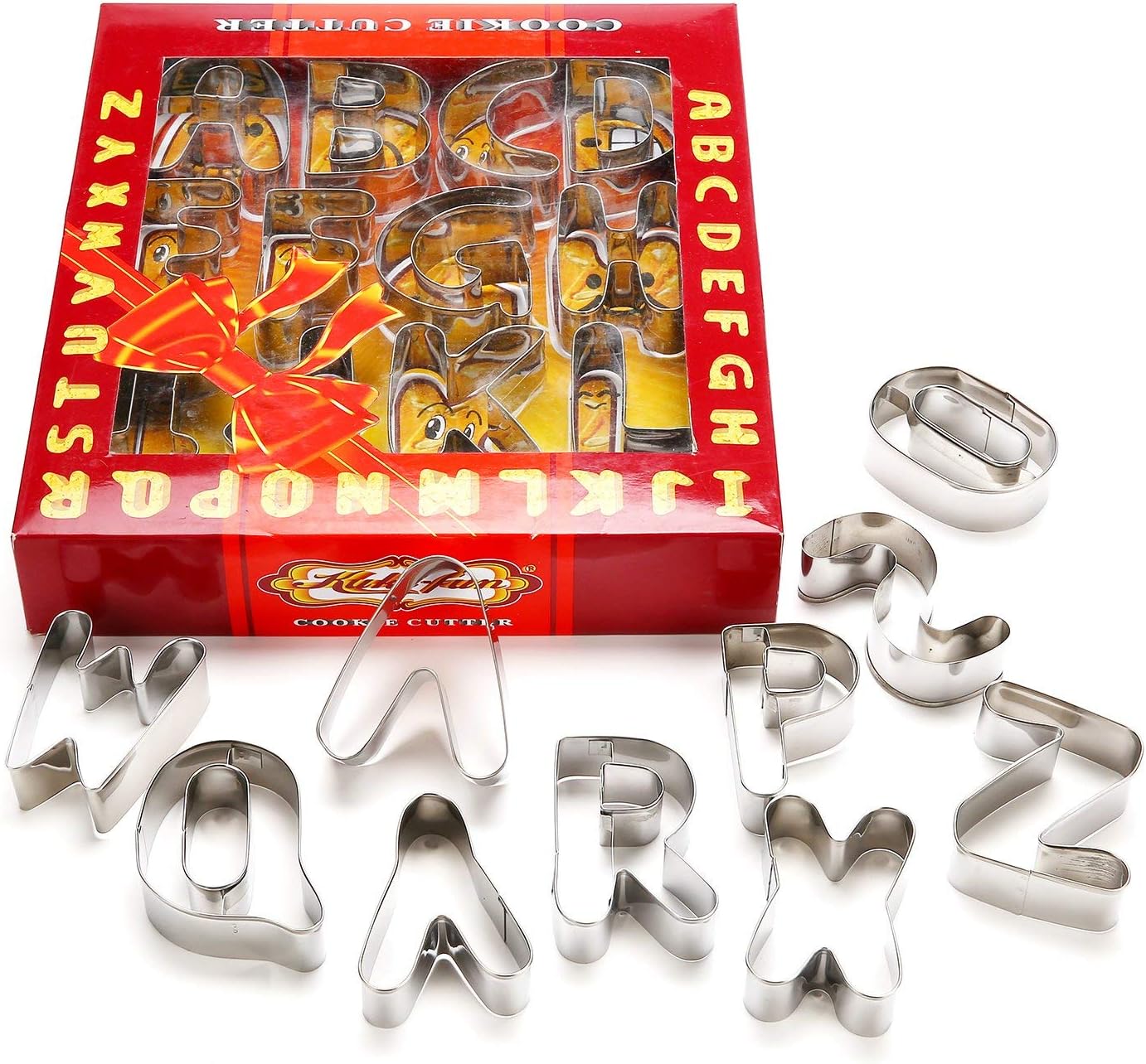 FUBARBAR 26-Piece 3'' Large Alphabet Cookie Cutters Set,Christmas Stainless Steel Letters Cookie Cutters Decorating Tool DIY Biscuit Mold for Fondant Biscuit, Cake, Fruit, Vegetable, or Dough Cut
