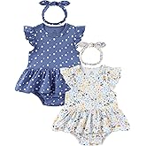 ZAVBABY Baby Girls Romper Summer Ruffled Sleeve Bodysuit Dresses Infant Girl Clothes