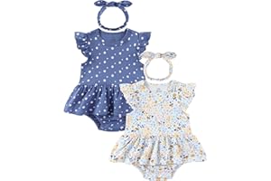 ZAVBABY Baby Girls Romper Summer Ruffled Sleeve Bodysuit Dresses Infant Girl Clothes