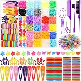 2065 Pcs Hair Ties Set with Tools &amp; Clips, Colorful Elastics for Girls | Compartment box, 5 styling tools, 40 clips, assorted colors, for braids, ponytails, toddler and curly hair