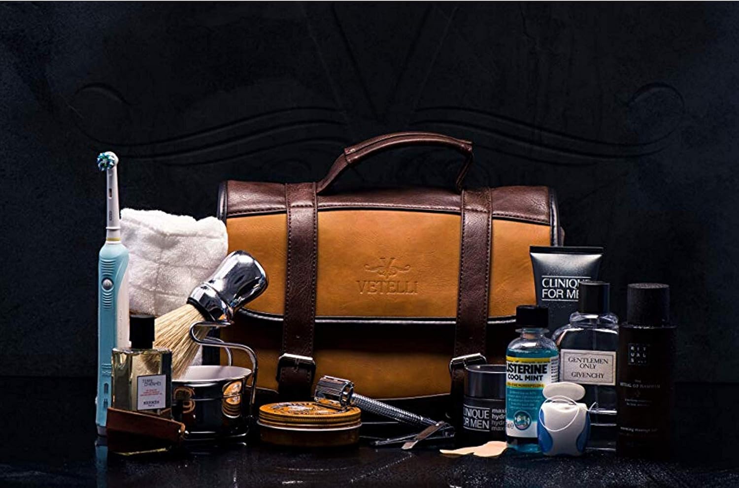 Vetelli Hanging Leather Toiletry Bag for Men - Our Leather Dopp Kit Is A Perfect Travel Accessory And Great Gift For The Special Person In Your Life