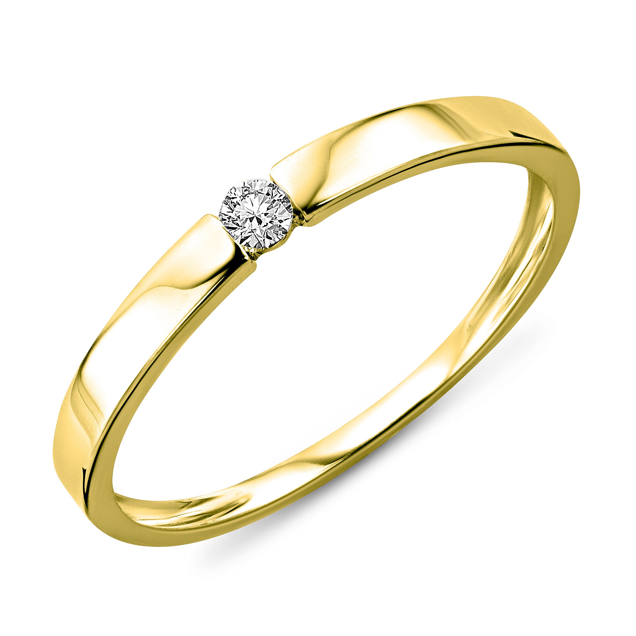 MIORE diamond solitaire engagement ring in 9 kt 375/1000 yellow gold with 0.05 ct brilliant cut natural diamond