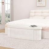 Bonlife Folding Ottoman Storage Bench Cream 120L Oval Footstool 110x38x38cm view 5