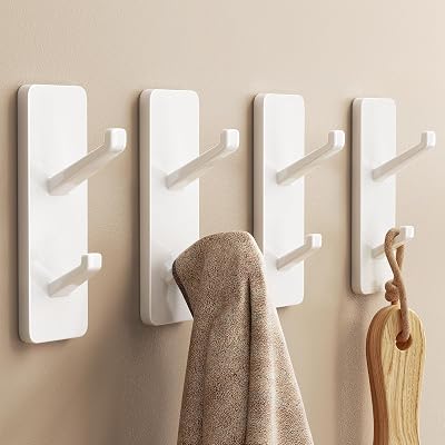 susswiff White Self Adhesive Hooks 6kg Heavy Duty Door Wall Hanger 4 Pack
