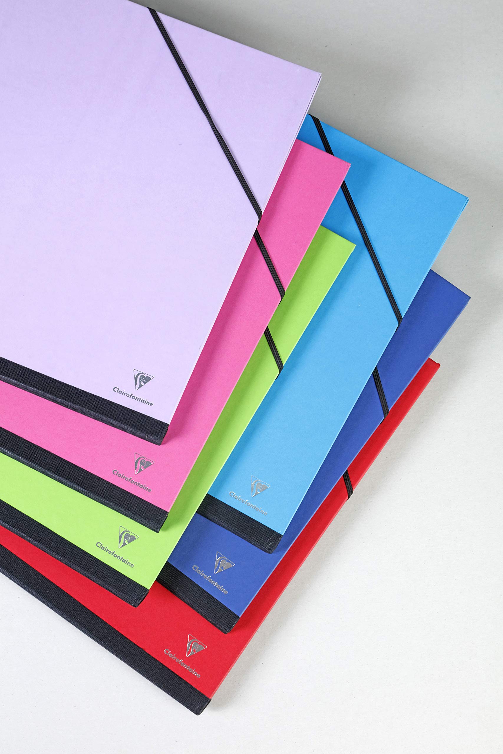 Clairefontaine 144601C Coloured drawing board with elastic bands 26x33cm assortment colour - Designed to protect and preserve art works, papers, and documents