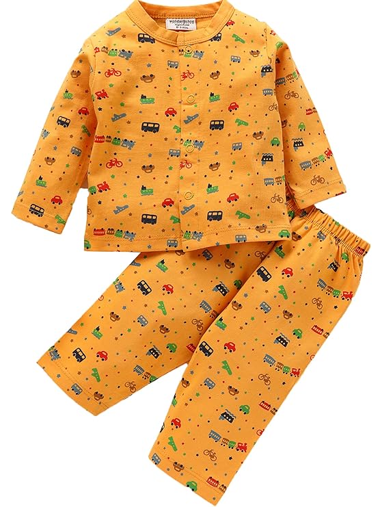 Buy WONDERCHILD Baby Night Dress Short Sleeve Suit Cotton Car Print