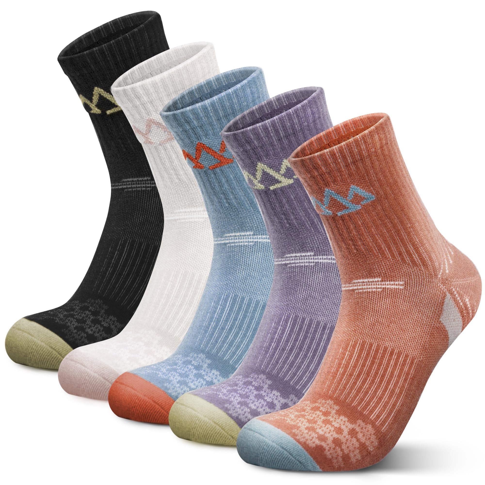 Photo 1 of innotree Merino Wool Hiking Socks for Women Crew Socks Thermal Warm Cushion Moisture Wicking Boot Socks 5 Pairs,Small