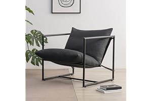 ZINUS Aidan Sling Accent Chair/Metal Framed Armchair with Shredded Foam Cushioning, Dark Grey