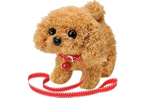 KSABVAIA Plush Teddy Toy Puppy Electronic Interactive Dog - Walking, Barking, Tail Wagging, Stretching Companion Animal for Kids Toddlers