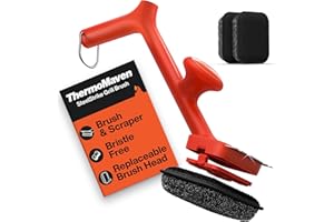 ThermoMaven BBQ Grill Brush Bristle Free - 17" Safe Steam Grill Cleaner Brush with Scraper and 3 Brush Heads for Porcelain/Gas/Charcoal Grill Outdoor Grill Barbecue Cleaner