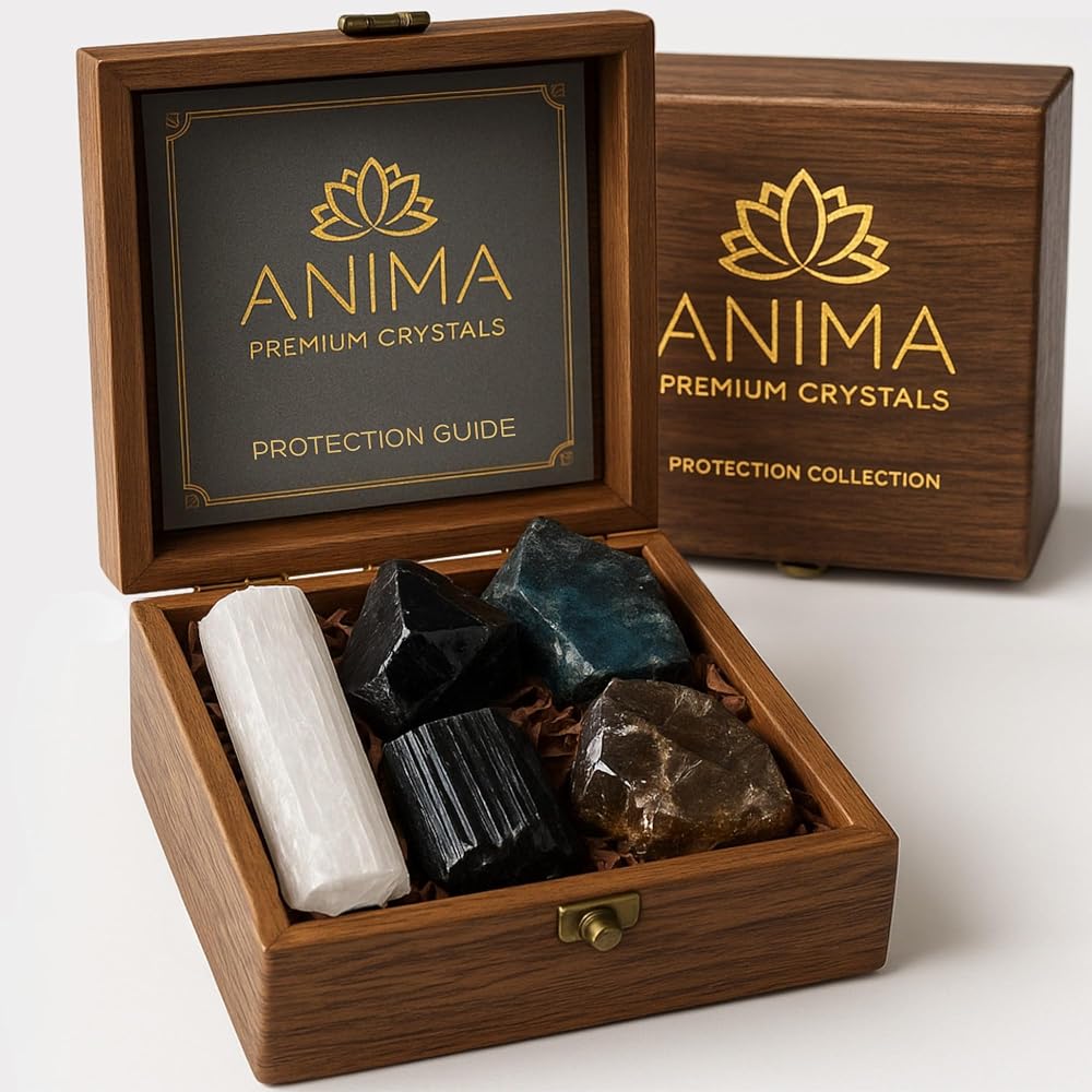 Anima Premium Protection Healing Crystals Set Large Obsidian Tourmaline