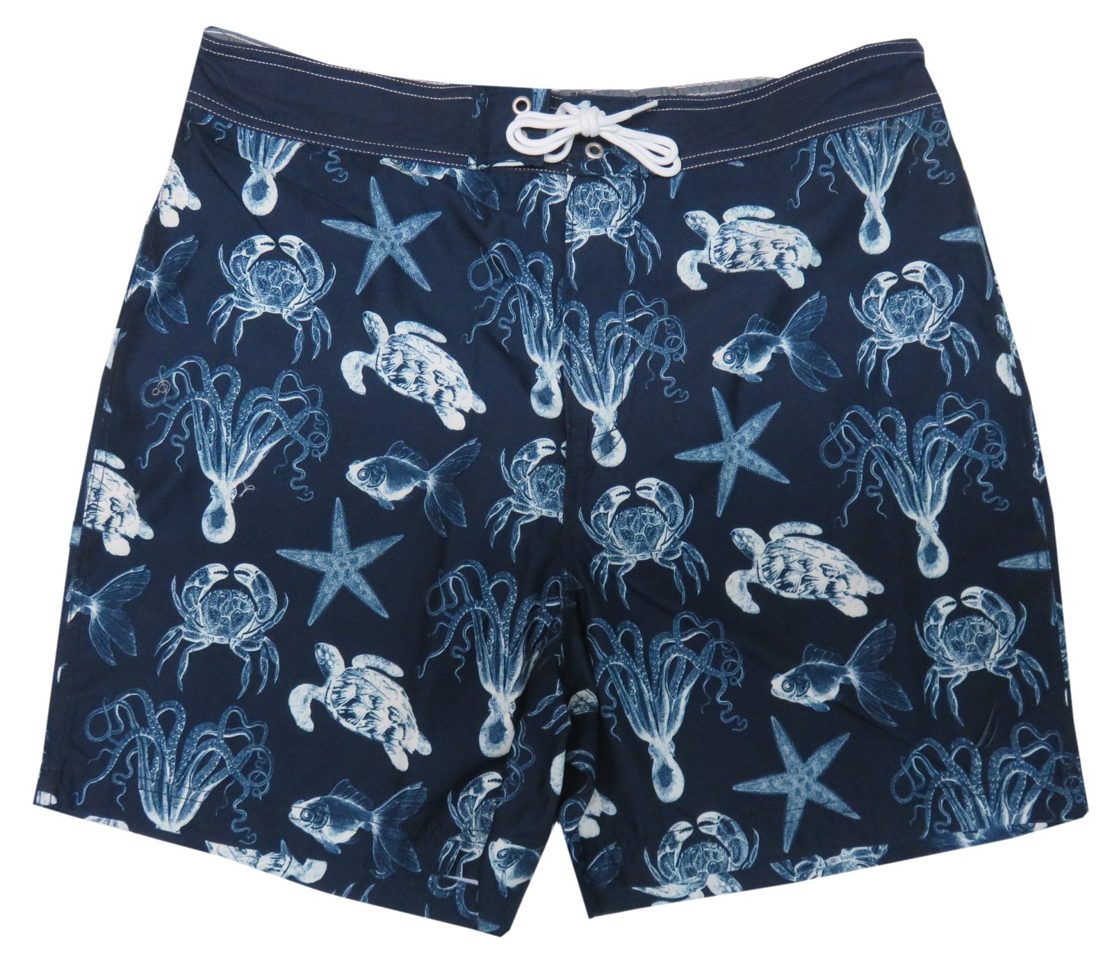 Nautica Men's Swim Trunks Boardshorts Sea Life Navy, Large Nautical