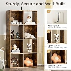 COMHOMA 8 Wood Cube Storage Organizer with Open