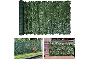 TANG Artificial Ivy Privacy Fence Screen for Balcony Deck Porch Backyard Patio Faux Fake Hedge Fence Plants Cover Coverage Vine Greenery Backdrop Wall 58" x 196" inch