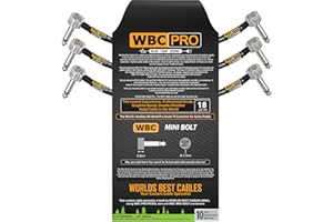 3 Units - 6 Inch - WBC-PRO-PEDAL – 22 AWG - Low-Cap (18pF/ft) – Pro-Grade – Graphite-based - Dual-Shielded Pedal, Effects, Pa