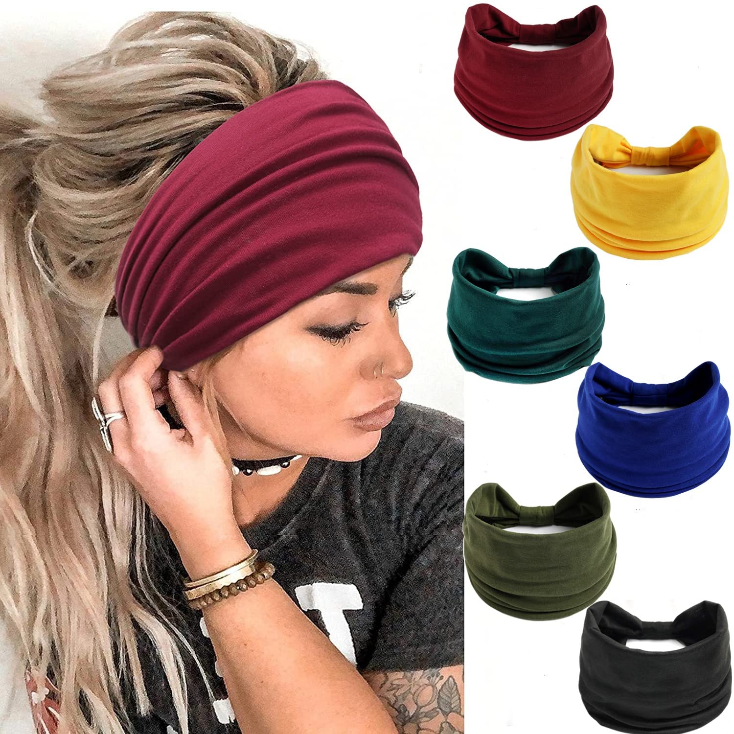 Headband for Women Elastic Headbands Wide Twisted Hairband Retro Soft Knitted Headwrap,Suitable for Sports,Fitness,Running,Yoga