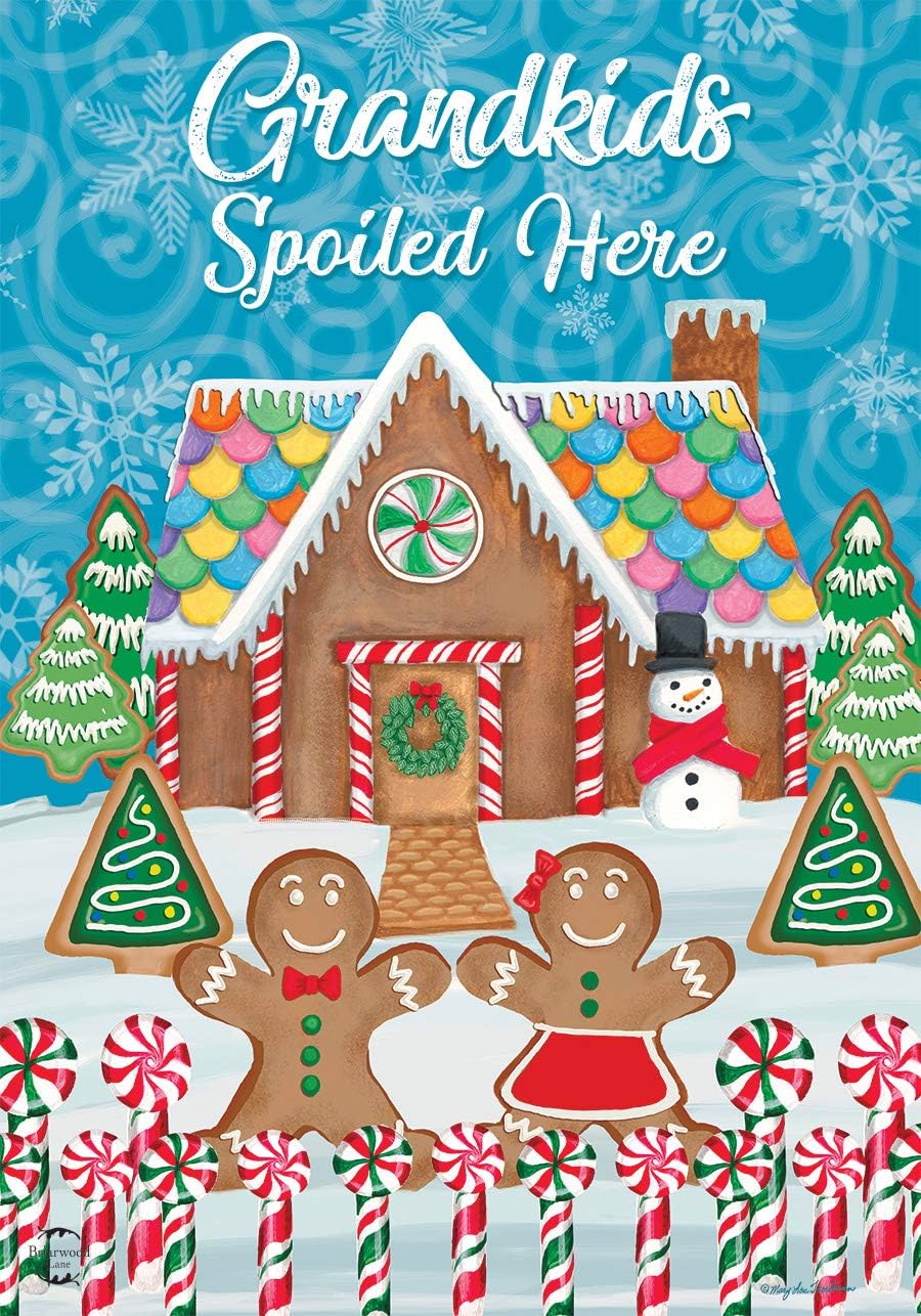 Briarwood Lane Grandkids Spoiled Here Christmas Garden Flag Gingerbread House 12.5