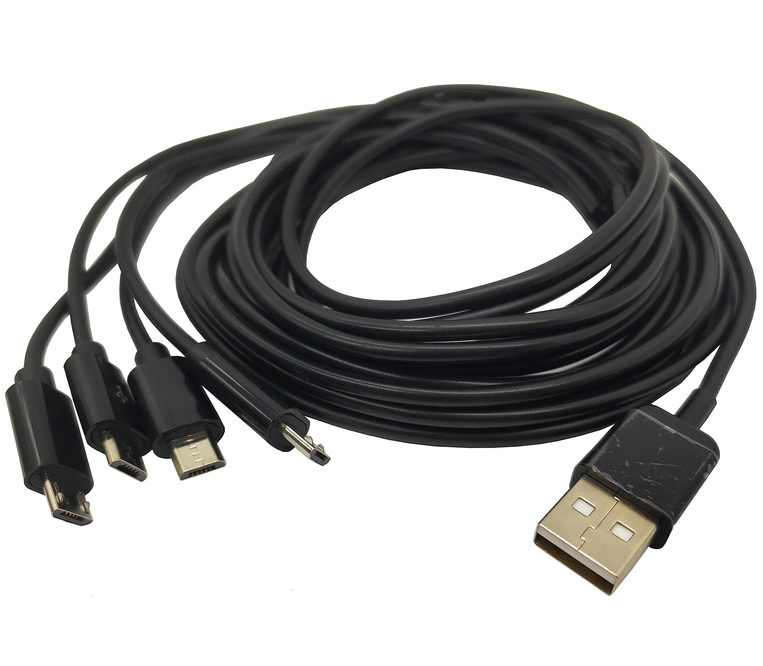 Halokny 4 in 1 Multi Charging Cable - USB Type A to Four Micro USB Splitter Cable Data Sync & Charge (Black 5Ft)