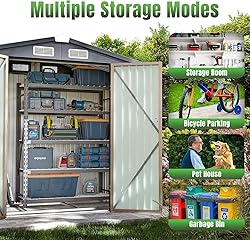 Aoxun 6'x4' Outdoor Metal Storage Shed with