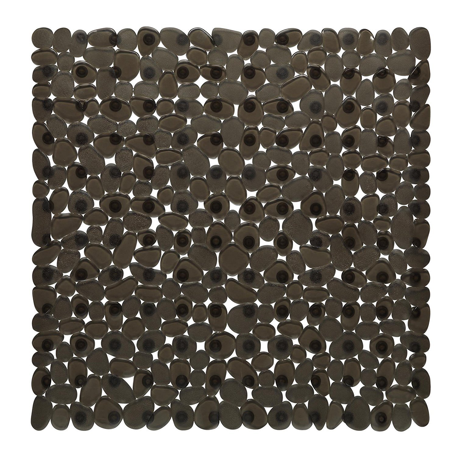 Bathsafe Anti-slip Square Pebbles Shower Mat Extra Large Anti-Bacterial Safety Bath Mat Suction Mat for Shower or Tub,Non-slip Bathtub Mat,54x54CM,Black