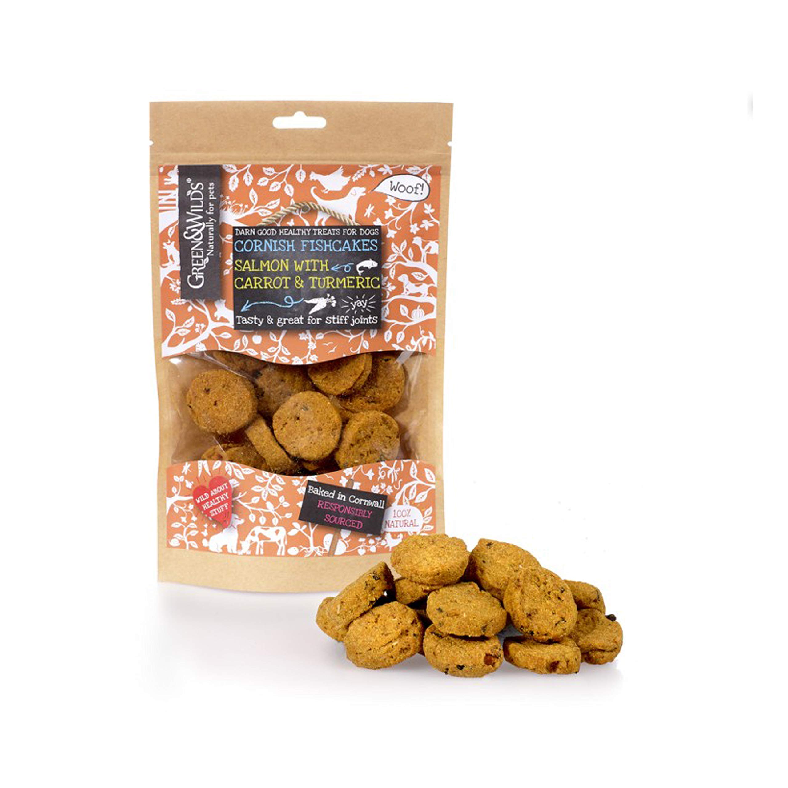 Green & Wilds Eco Dog TREATS - Cornish Fishcakes with Salmon & Turmeric