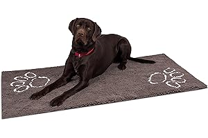 Internet's Best Chenille Dog Doormat - 60 x 30 - Absorbent Surface - Non-Skid Bottom - Protects Floors - Grey