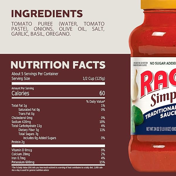 RAGÚ, SIMPLY PASTA SAUCE TRADITIONAL, 24 OUNCE