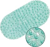 WELTRXE Bathtub Mat Non Slip 69x36cm Oval Pebble PVC Jade Green