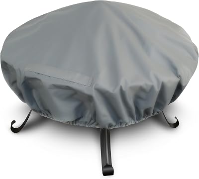 LIVIVO Round Fire Pit Cover 600D Polyester with Air Vents & Elastic Hem
