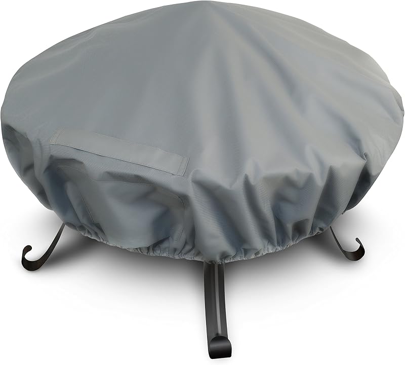LIVIVO Round Fire Pit Cover 600D Polyester with Air Vents & Elastic Hem