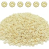 Mulutoo 1200 Pieces Flower Shape Septal Bead Tibetan Style Daisy Spacers CCB Spacer Beads Disc Spacer Loose Beads for Bracelet Necklace Earring Jewelry Making (Gold)