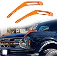 sukemichi Trail Sight Cover Engine Hood Hinge Cover Hood Side Release Handles Decoration Exterior Accessories for Ford Bronco Accessories 2021 2022 2023 2024 2025, Orange, 2 Pack