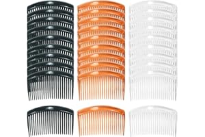 Cinaci 30 Pack Clear White Black Brown Plastic Hair Side Combs Slide Bun Holder with 23 Teeth DIY Headpieces Clips Grips Barrettes Accessories for Women Brides Veil (Mix)