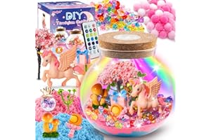 Hollyhi Light Up Terrarium Kit for Kids, DIY Unicorn Toys for 3 4 5 6 7 8 9 10 11 12 Year Old Girls Boys, Night Light Unicorn Terrarium Kit Arts and Crafts for Girls, Kids Christmas Birthday Gifts