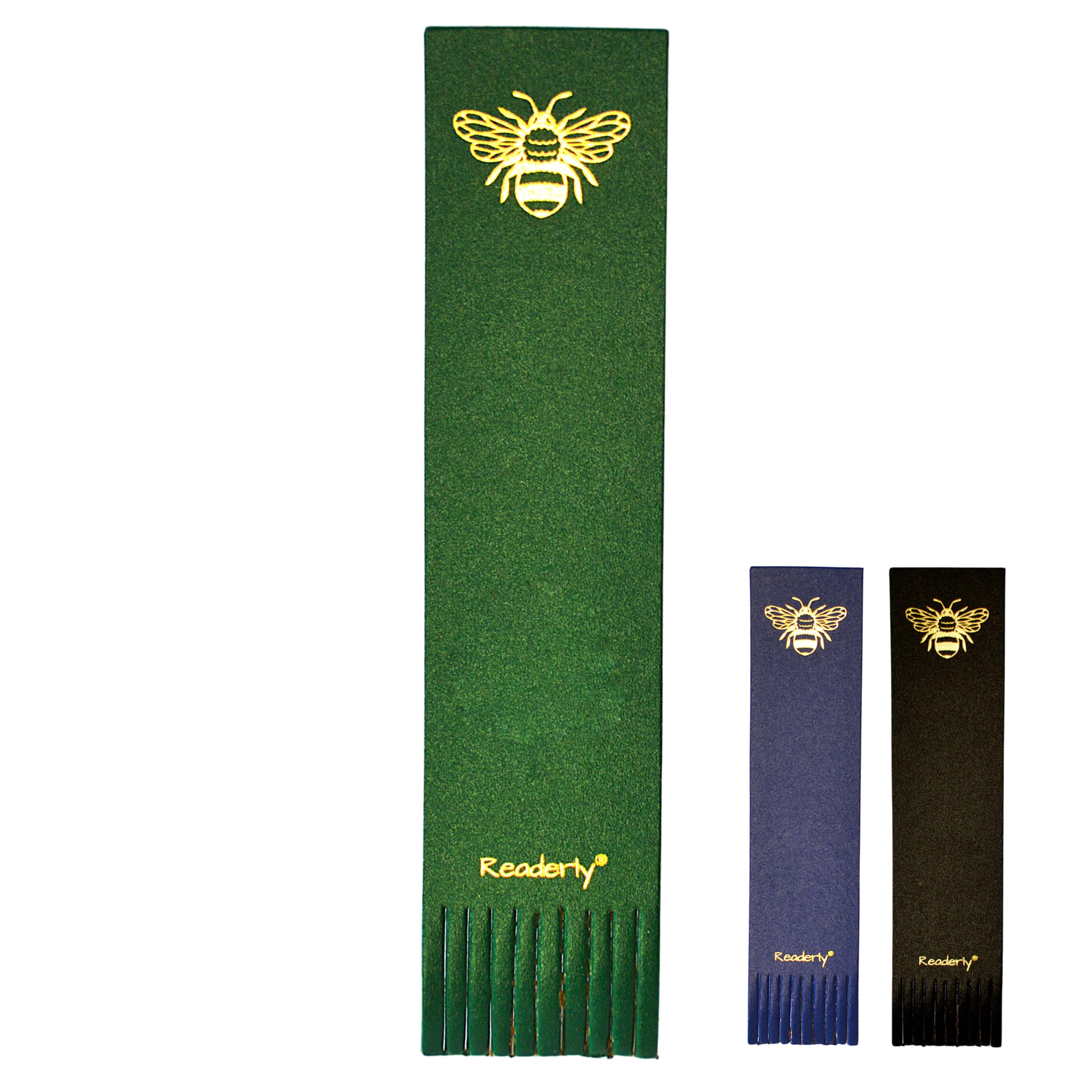 Readerly Leather Bookmark – Worker Bee with Gold Foil, Book Mark Gift for Readers (Emerald Green)