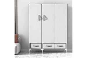 Anmas Home Foldable Closets Organizer Wardrobe Closet with Doors,Multi-use Closet for Bedroom Non-Woven Fabric Closet (Grayish White)
