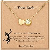 C-leen Sports Valentines - Volleyball Gifts for Teen Girls, 18K Gold Plated Pendant Necklace Volleyball Stuff Accessories Gifts for Teen Girls Mom Lovers Coach