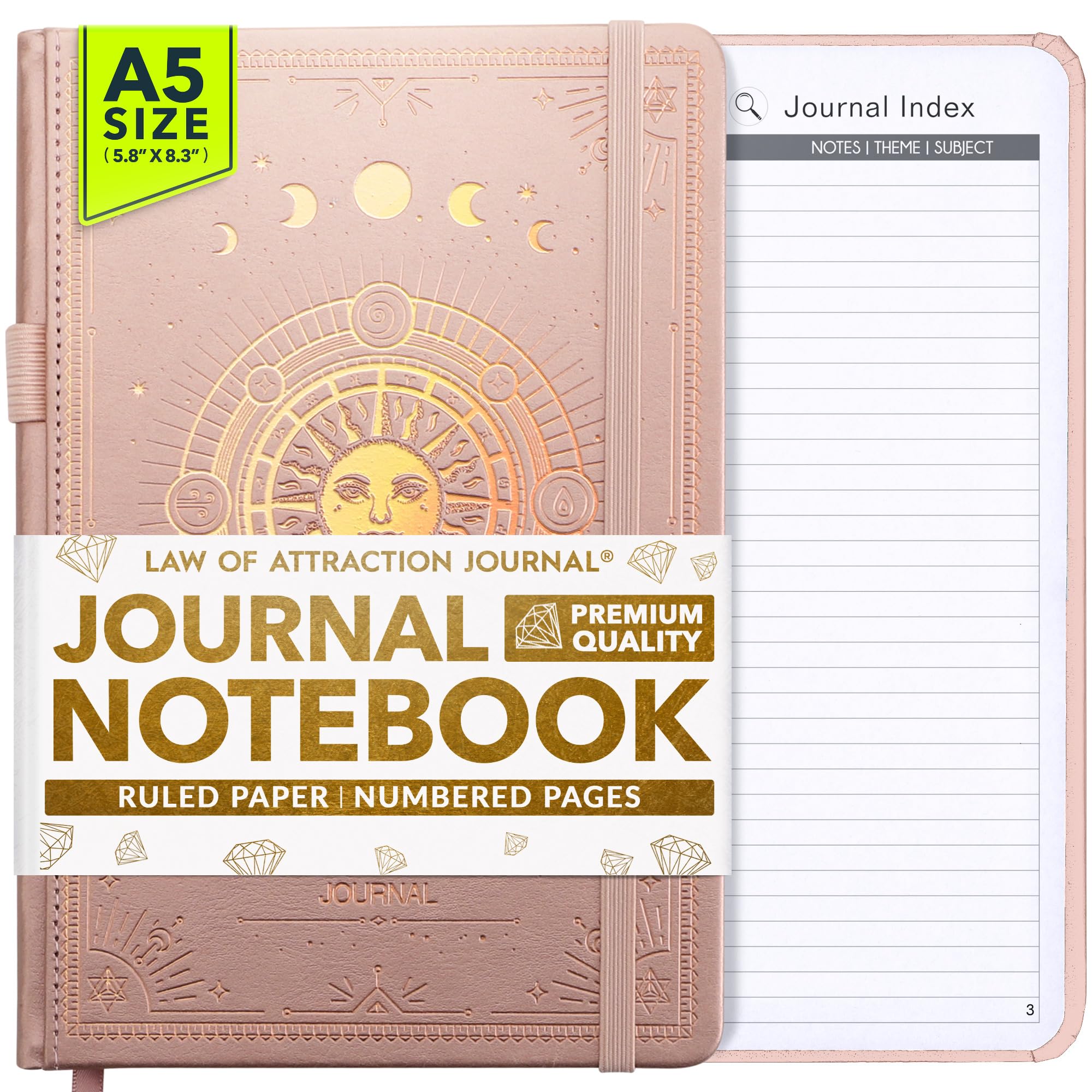 Journal Notebook - 100gsm Ivory Lined White Paper with Inner Pocket & Pen Holder| Vegan Friendly, Ruled Notebook | Multi-Purpose Ideal for Daily Journaling & To Do List Journal for Women & Men