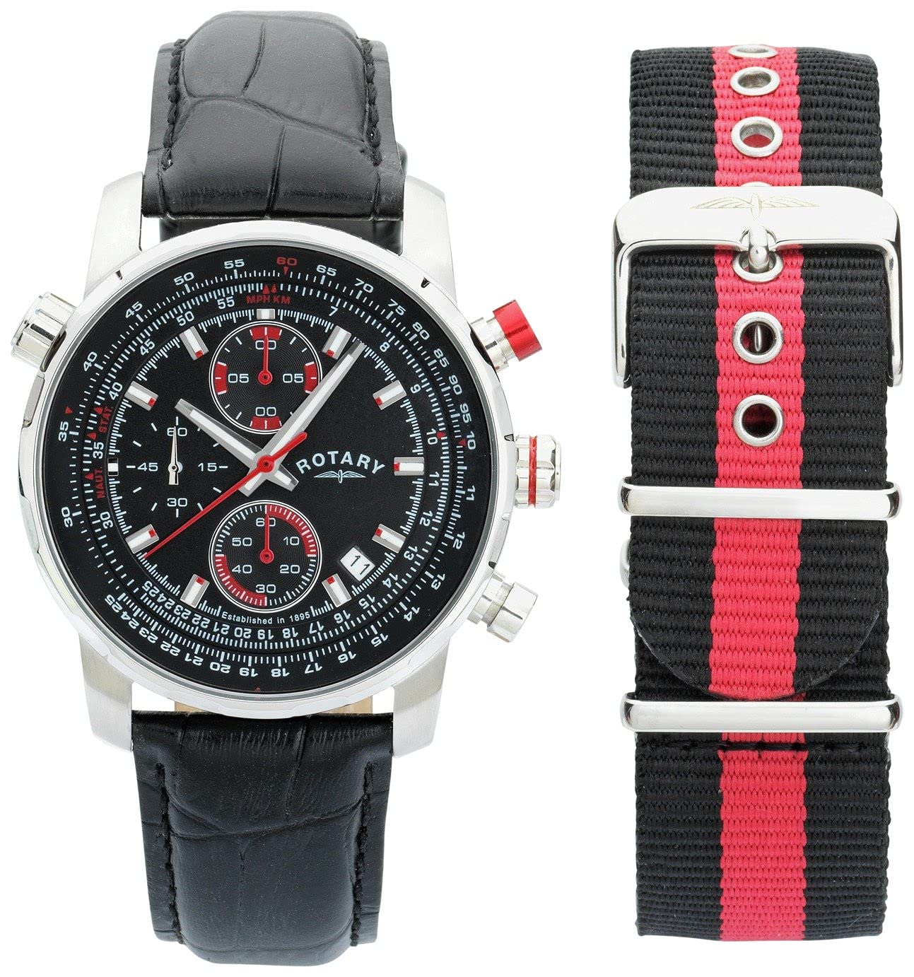 rotary interchangeable gents pilot watch gs00100