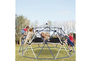 SENCHO GINSYTALIOR Climbing Dome,12FT Dome Climber with Hammock, Outdoor Jungle Gym for Kids, Supports Jungle Gym up to 1,200 lbs, Rust Resistant, Easy to Assemble, Gift for Kids (12FT Blue+Gray)