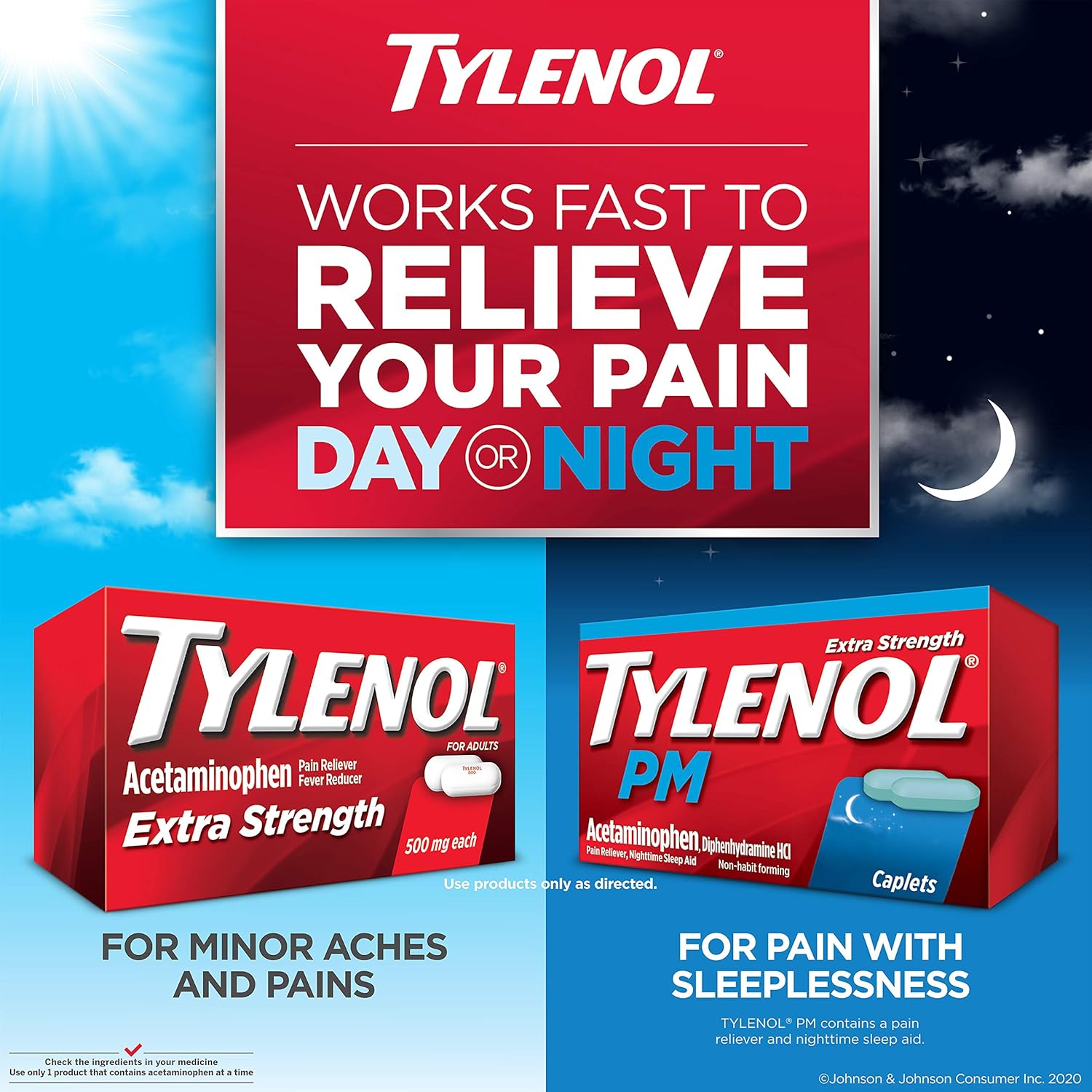 Tylenol PM Extra Strength Pain Reliever & Sleep Aid Caplets, 500 mg Acetaminophen, 100 ct: Health & Personal Care