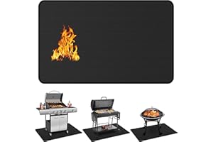 Protebox 48 x 30 inch Under Grill Mats for Outdoor Grill, Double-Sided Fireproof Deck and Patio Protector Mat, Waterproof Oil-Proof BBQ Floor Pad Indoor Fire Pit Fireplace Mat