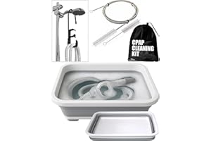 RAWROCK CPAP Cleaning Kit for CPAP Hose and Mask for CPAP Hanger with Brush and Collapsible Wash Basin Bucket Tub - Essential Care Kit for CPAP Users, Suitable for 7 Feet Tubing and 22mm 19mm Diameter