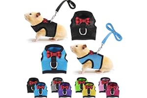 YIEPHIOT Guinea Pig Harness and Leash, Guinea Pigs Harness, Guinea Pig Leash, Hamster Harness can be Adjusted to Any Size Soft Mesh Harness Leash with Bow for Decoration (2packs)