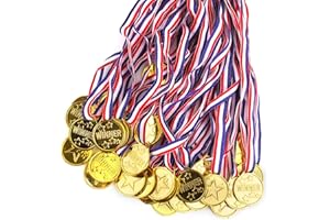 30 Pcs Gold Medals for Kids, Gold Plastic Winner Award Medals Gold Medal Prizes for Sports Game Party Gift