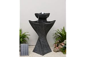 HI-LINE GIFT LTD Solar-Powered Contemporary PEDESTEL Fountain with Cool White LED Lights